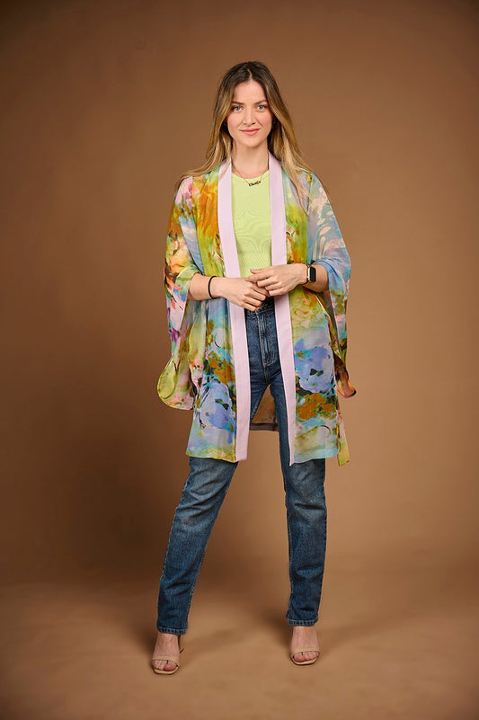 KIMONO FOULARD ROSE